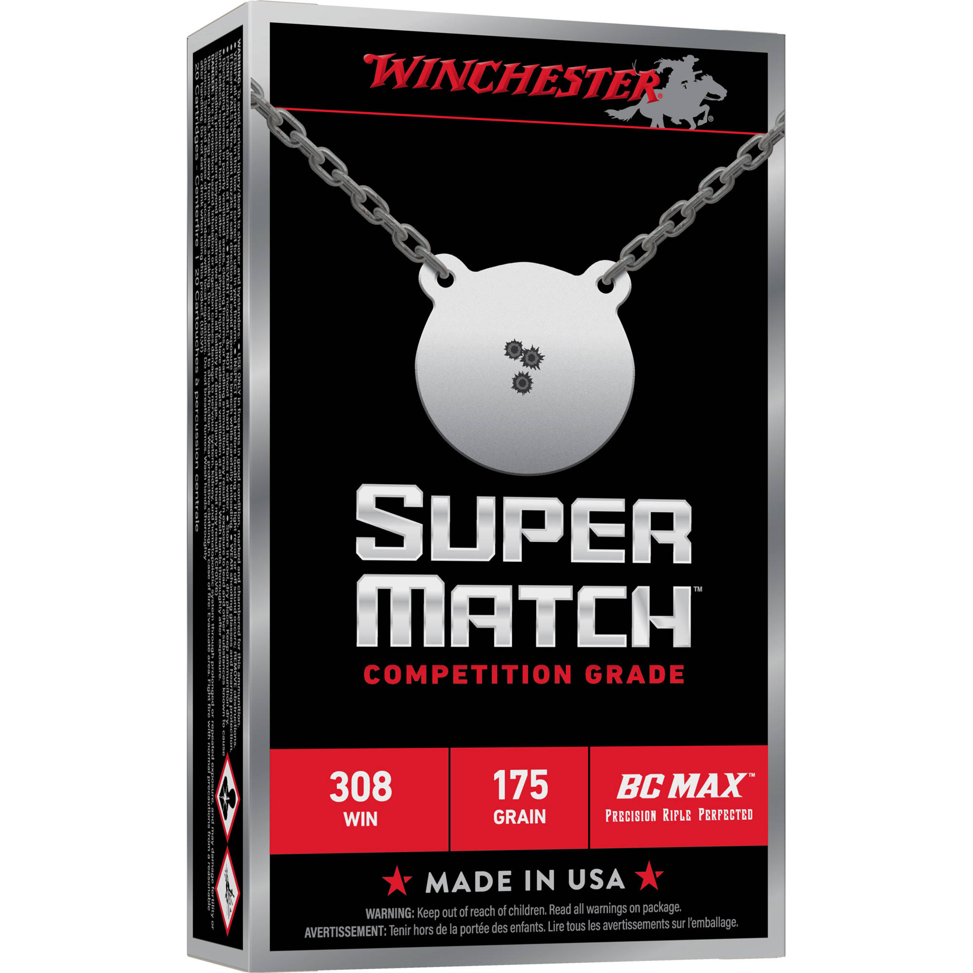 Winchester Super Match BC MAX Rifle Ammunition .308 Win 175gr PT 2650fps 20/ct - Image 3