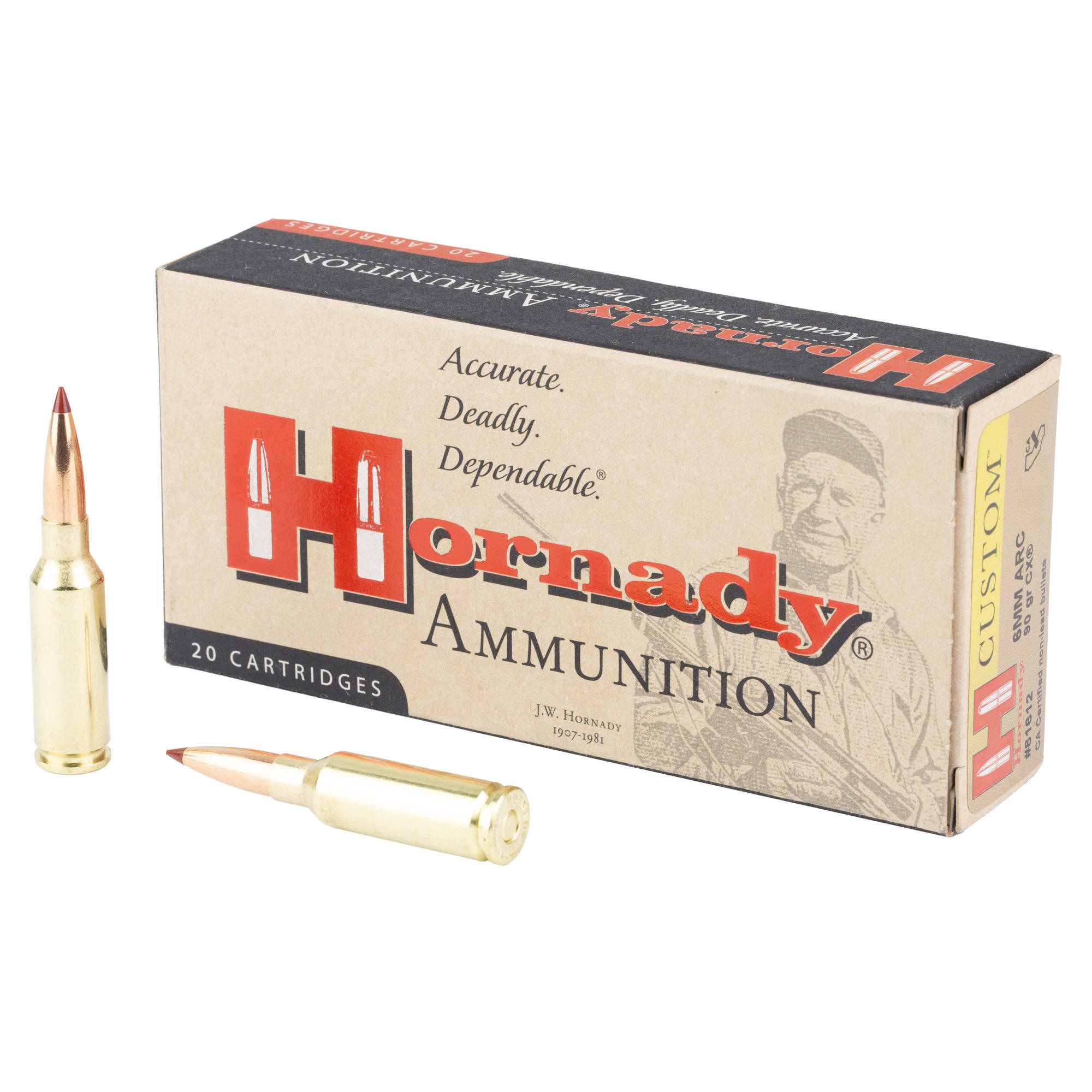 Hornady Custom Rifle Ammunition 6mm ARC 90gr PT 2950 fps 20/ct - Image 2