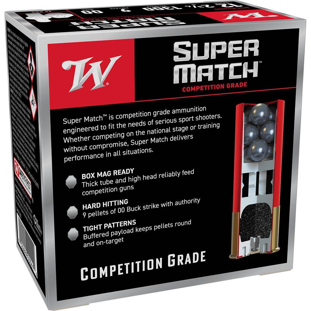 Winchester Super Match Shotshells 12ga 2-3/4" 9Plts 1300 fps #00 25ct - Image 2