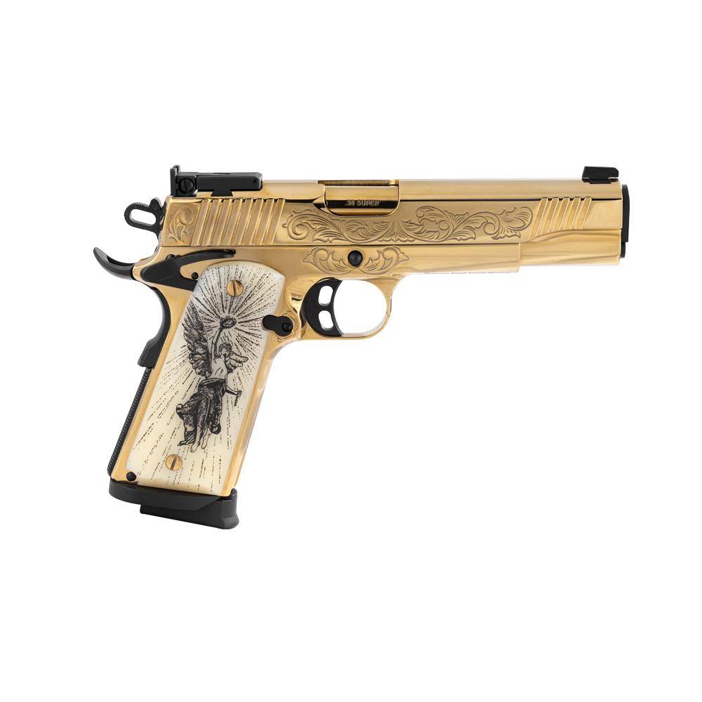 EAA Girsan MC1911 Gold Lux Handgun .38 Super 9rd Magazine 5" Barrel Engraved Slide and Grips Luxury Case - Image 2