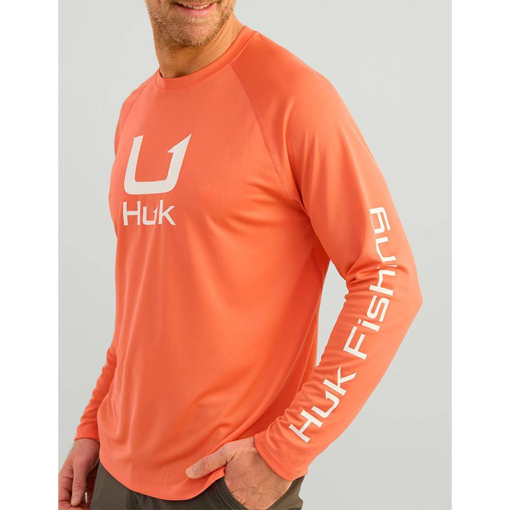 Huk Icon Crew Long Sleeve Shirt Fresh Salmon XL - Image 3