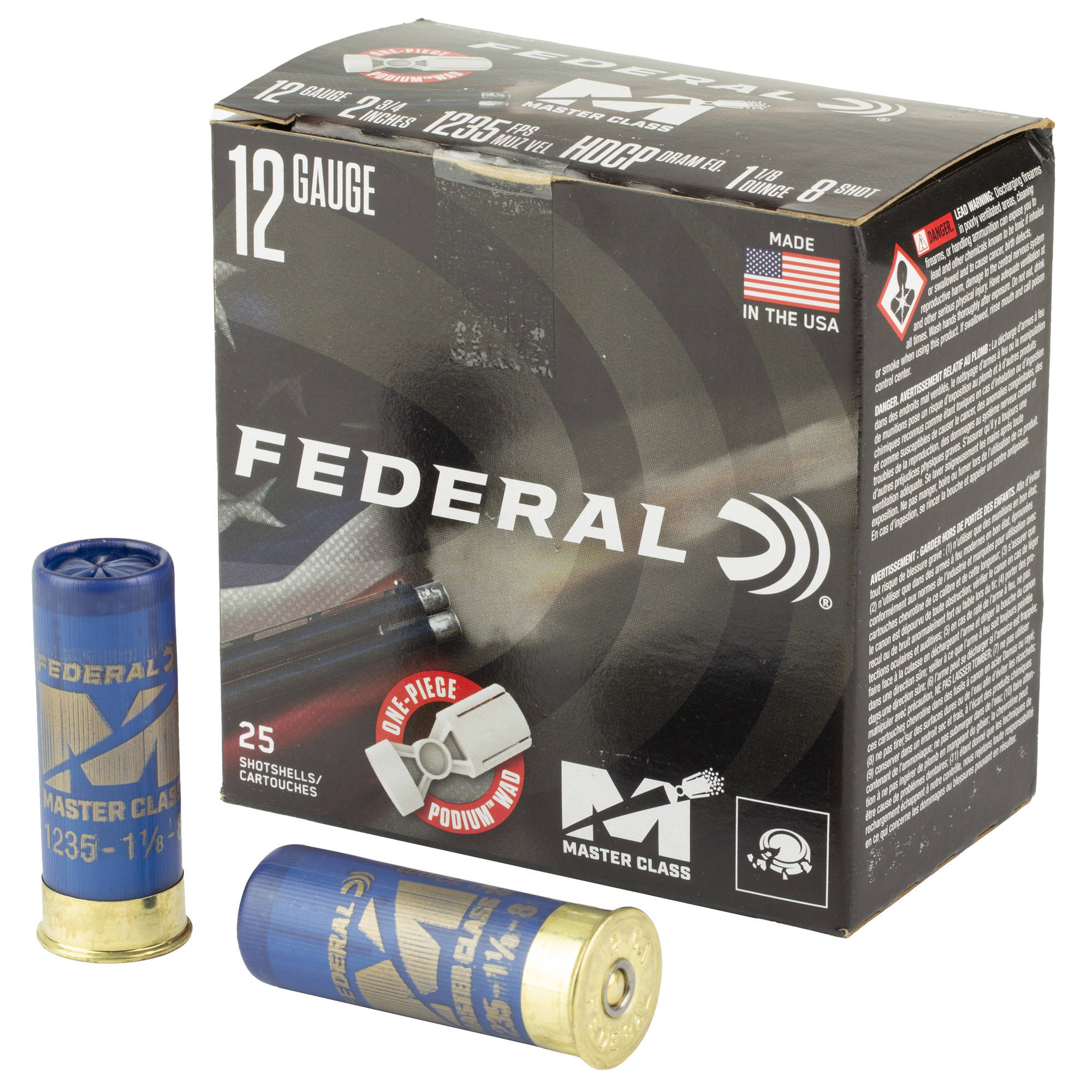 Federal Master Class Shotshells 12ga 2-3/4" 1-1/8oz 1235 fps #8 25/ct - Image 2