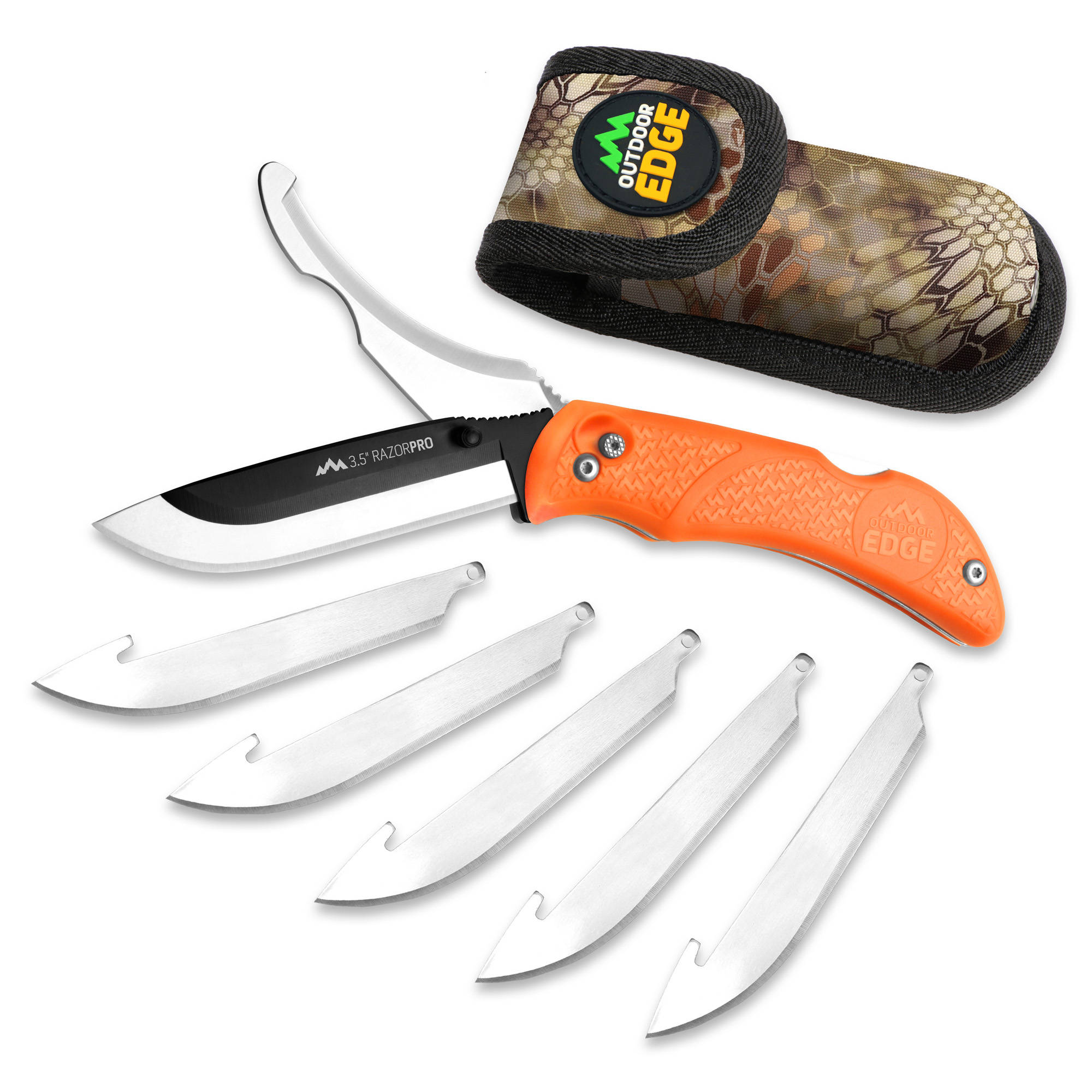 Outdoor Edge RazorPro G Replaceable Blade Folding Hunting Knife 3-1/2" Drop Point Blade Orange - Image 5