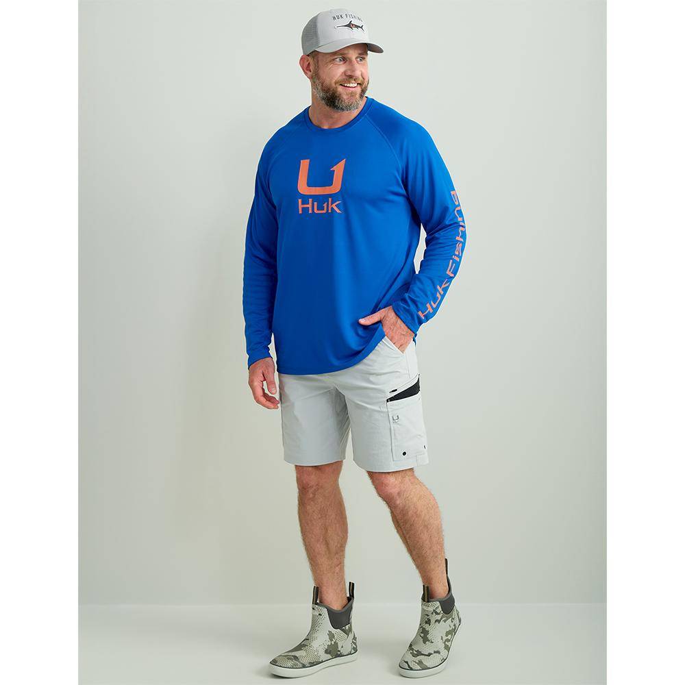Huk Icon Crew Long Sleeve Shirt Ocean Blue XL - Image 4