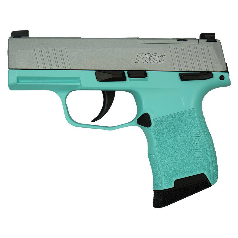Sig Sauer "Silver Slide/Robin's Egg Blue Frame" P365 Optic Ready Handgun 9mm Luger 10rd Magazines(2) 3.1" Barrel X-RAY 3 Sights Manual Safety - Image 2