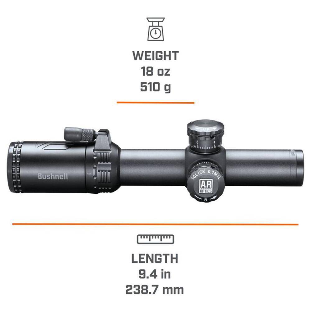 Bushnell AR Rifle Scope - 1-4x24mm Illuminated BTR-1 Reticle Black Matte - Image 6