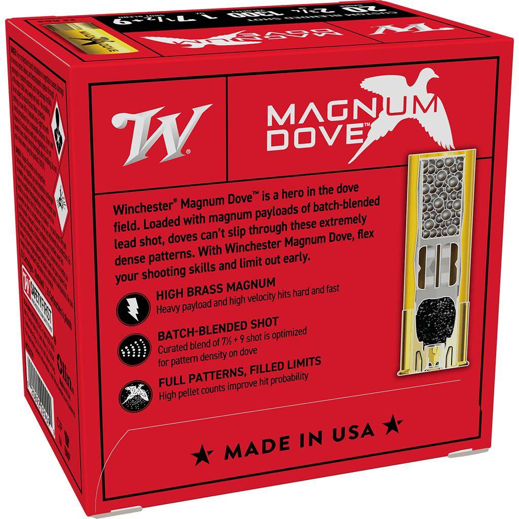 Winchester Magnum Dove Shotshell 20ga 2-3/4" 1oz 1300 fps #7&9 25/ct - Image 2