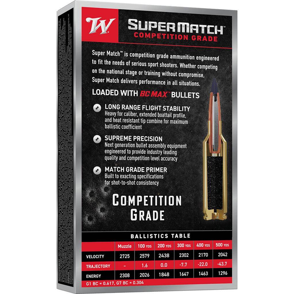 Winchester Super Match BC Max Rifle Ammunition 6.5 Creedmoor 140gr PT 2725fps 20/ct - Image 2