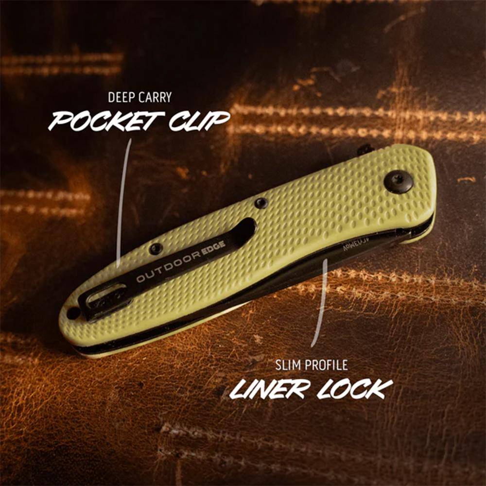 Outdoor Edge Viddux Folding Knife 3-1/8" Drop Point Blade Green - Image 3