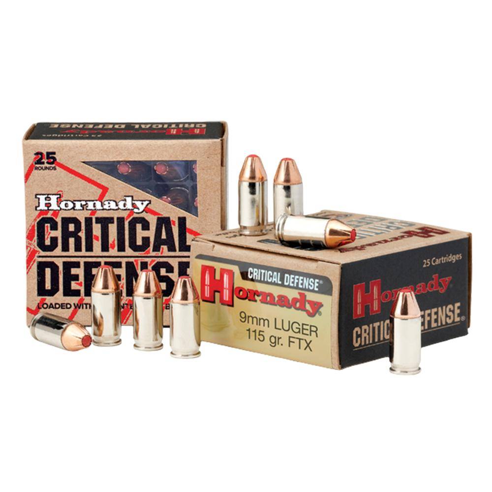 Hornady Critical Defense FTX Handgun Ammunition 9mm Luger 115gr PT 1140 fps 250/ct (10-25/ct) - Image 2