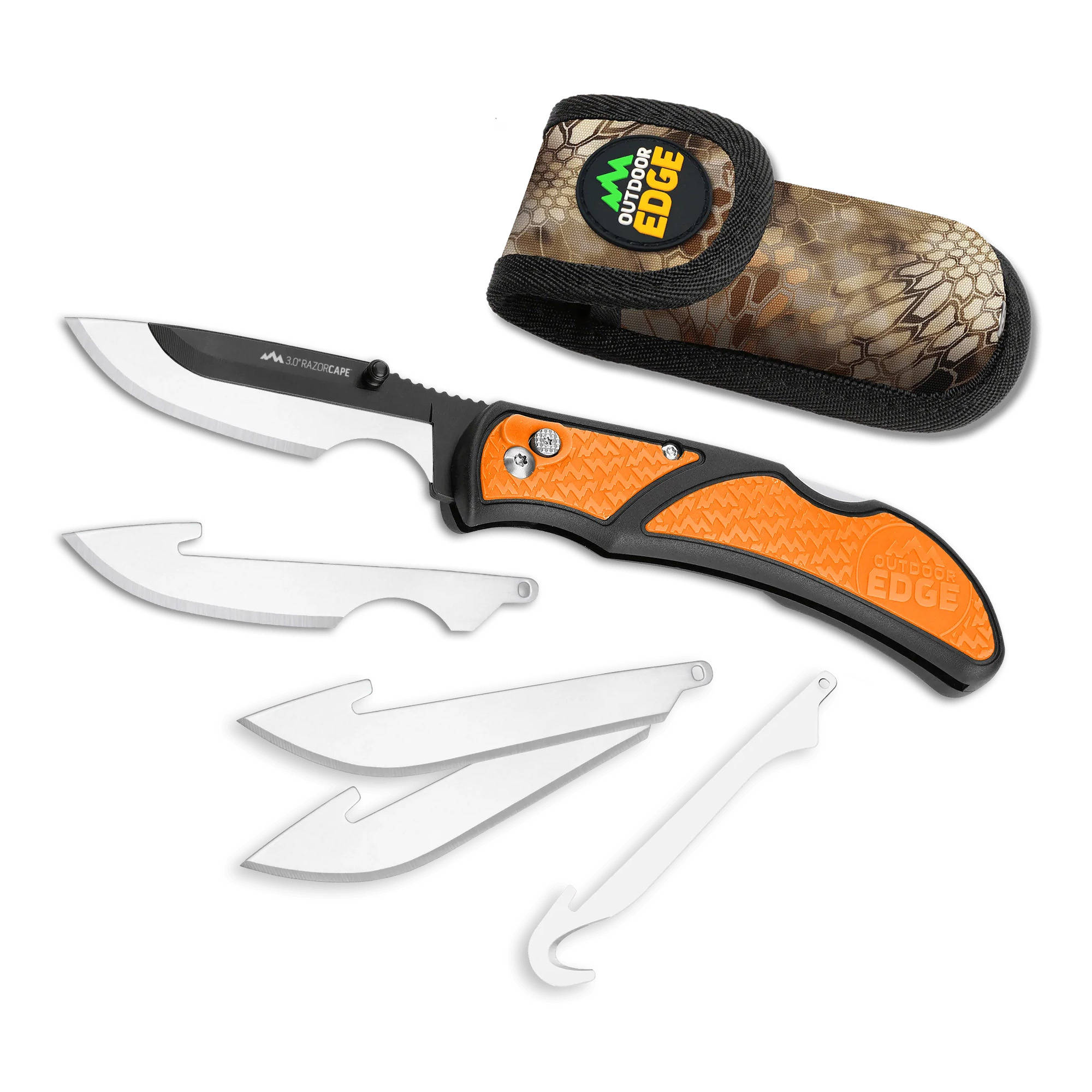 Outdoor Edge RazorCape Folding Knife 3" Drop Point Blades Orange - Image 4