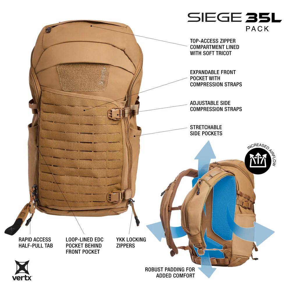 VertX Siege 35L Tactical Backpack Wolf Grey - Image 6