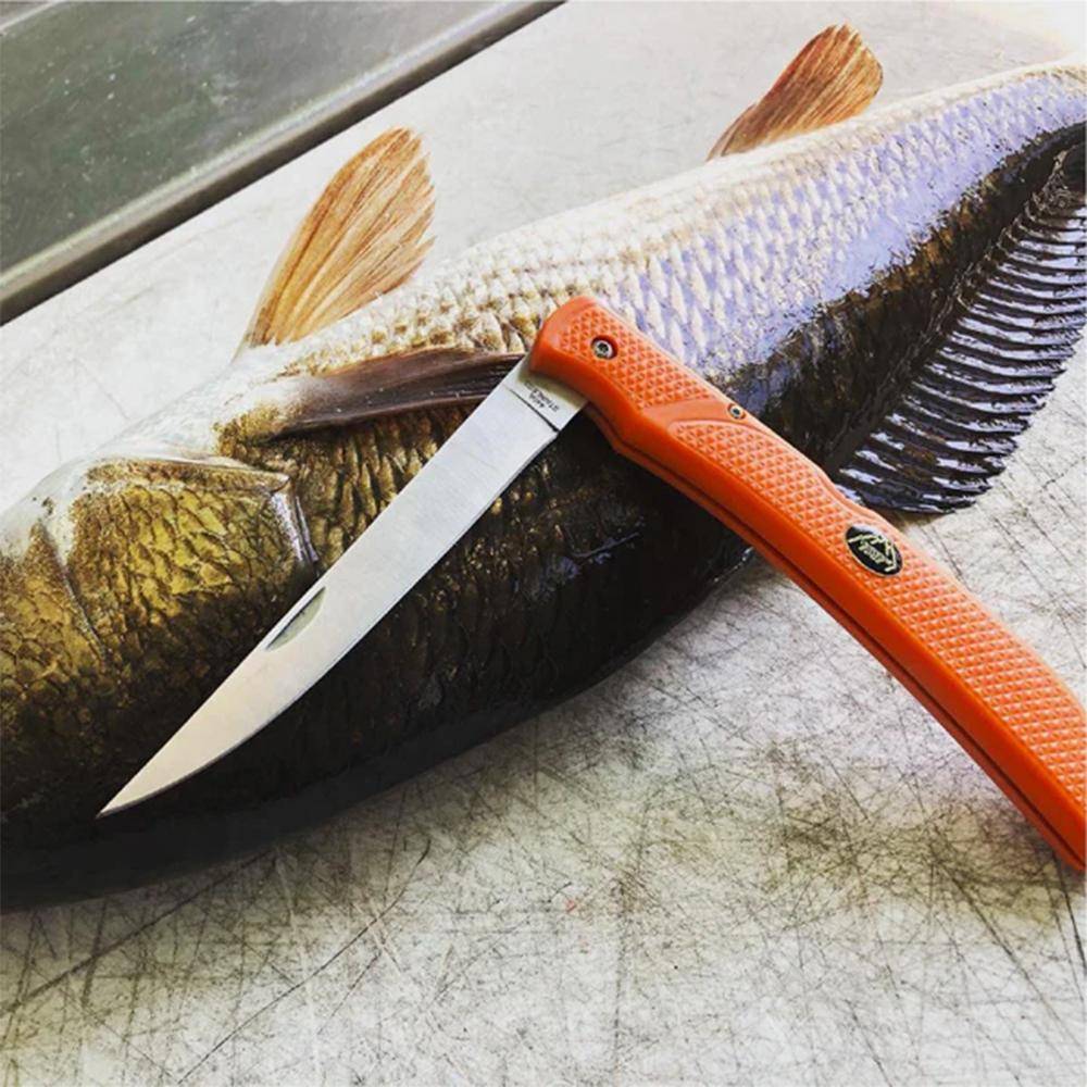 Outdoor Edge FieldBone Folding Knife 5" Boning Blade Orange - Image 3