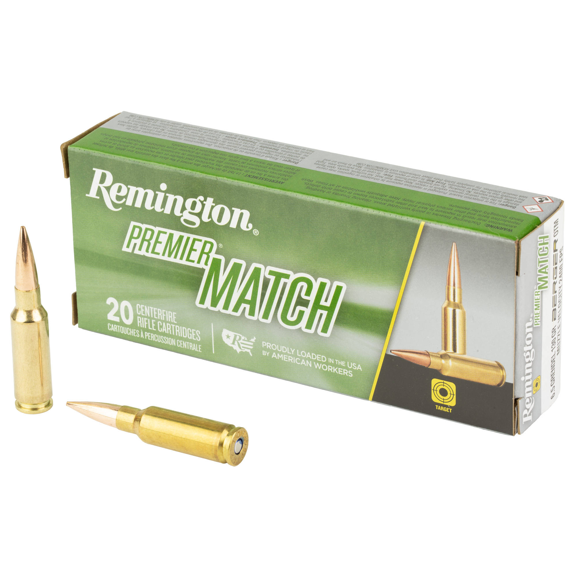Remington Premier Match Berger Rifle Ammunition 6.5 Grendel 130gr OTM 2400 fps 20/ct - Image 2