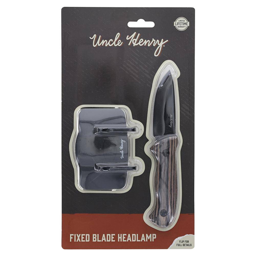 Uncle Henry Fixed Blade Knife 3" Drop Point Blade Pakkawood with Headlamp - Image 5