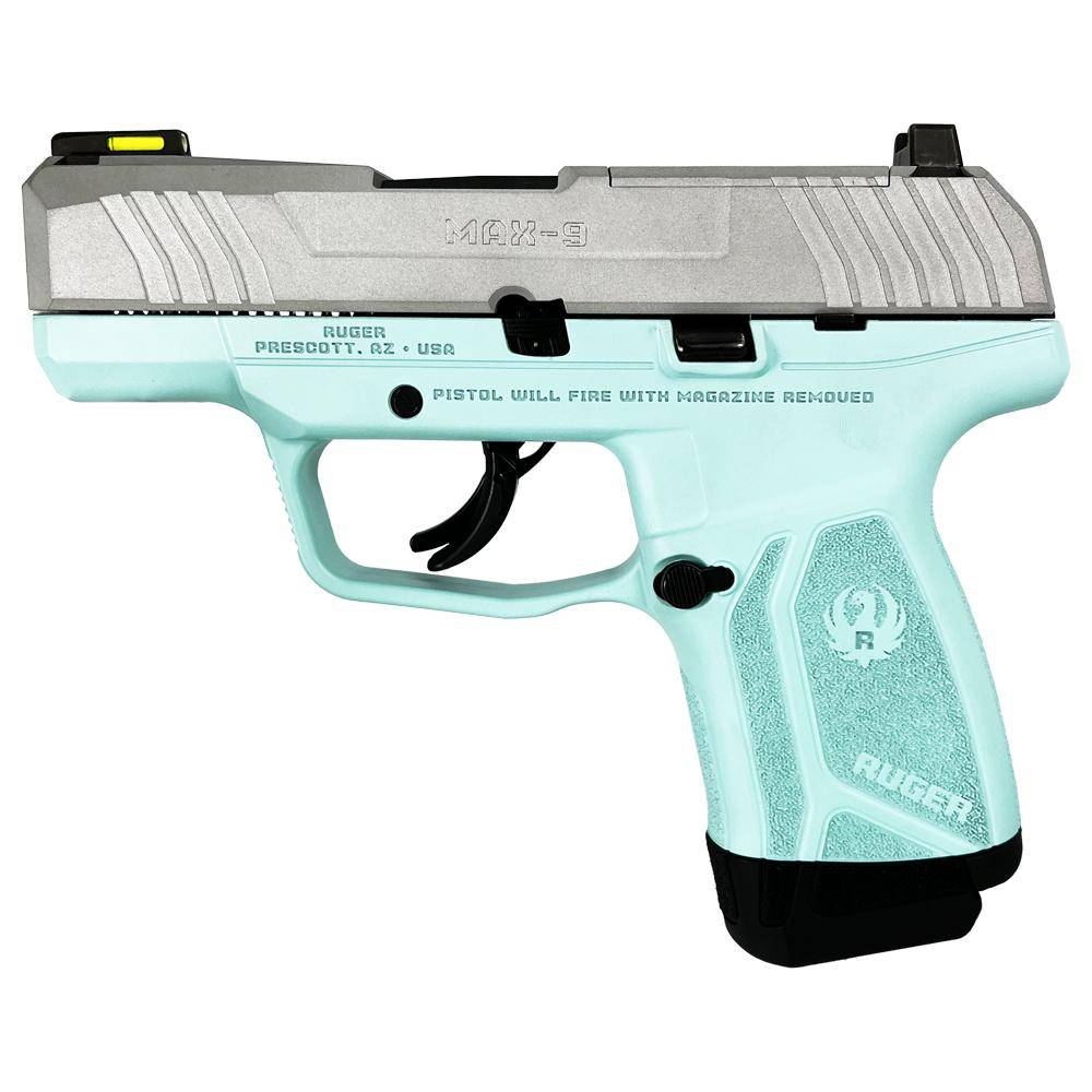 Ruger "Robin's Egg Blue Frame/Crushed Silver Slide" Max-9 Pro Handgun 9mm Luger 12rd Magazine 3.2" Barrel Optic Ready - Image 2