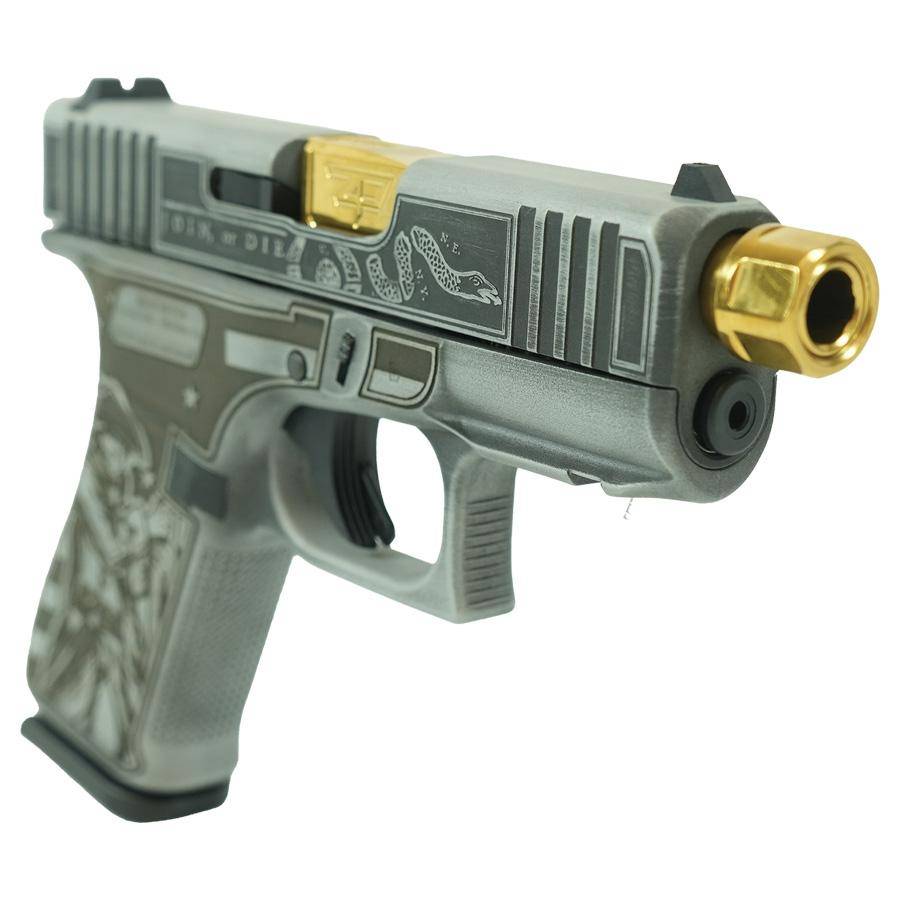 Glock 43x "Liberty or Death" Subcompact Handgun 9mm Luger 10rd Magazines (2) 3.9" Gold Barrel Accessory Rail USA Made - Image 2