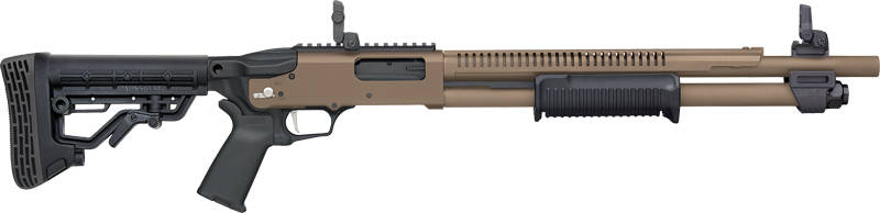 Mossberg 590R FDE Cerakote Shotgun 12ga 3" Chamber 6rd Capacity 18.5" Barrel MBUS 3 Sights - Image 2