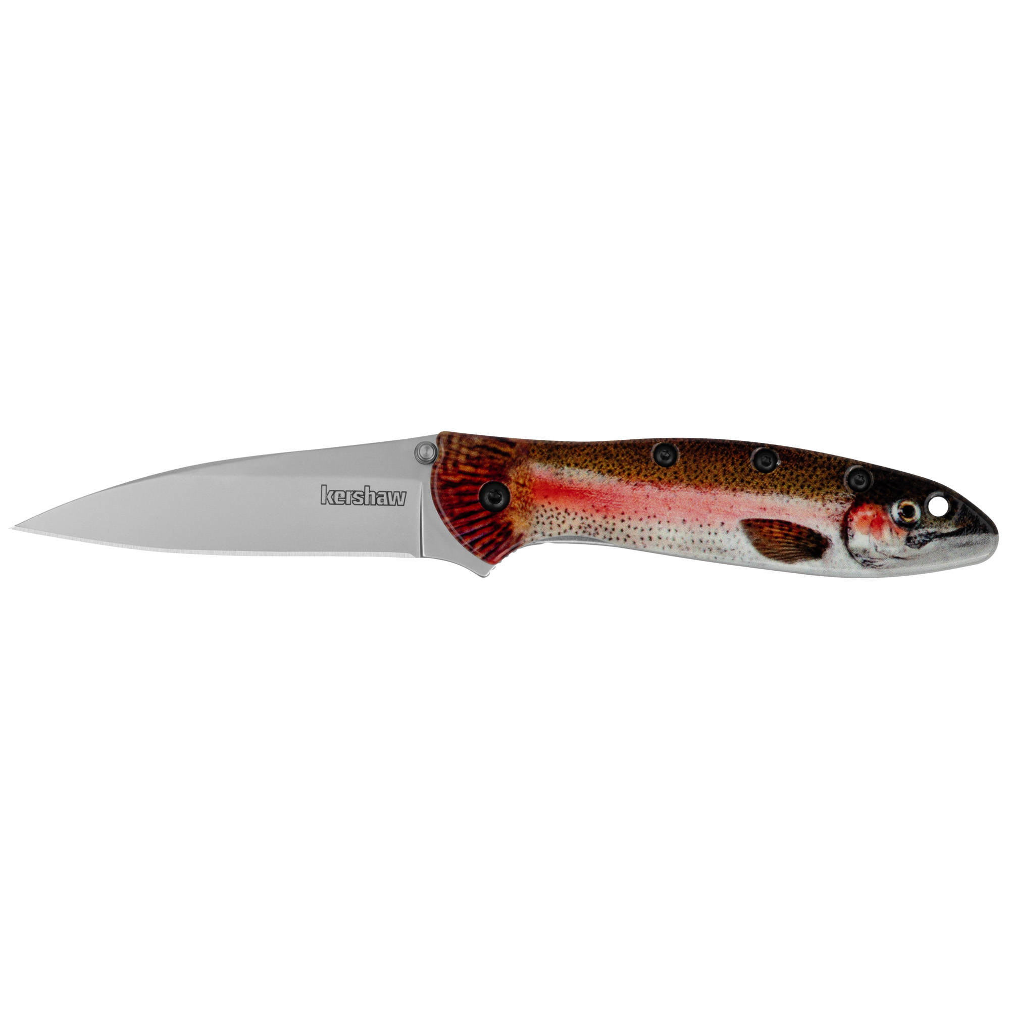 Kershaw Leek Folding Knife 3" Drop Point Blade Rainbow Trout - Image 4