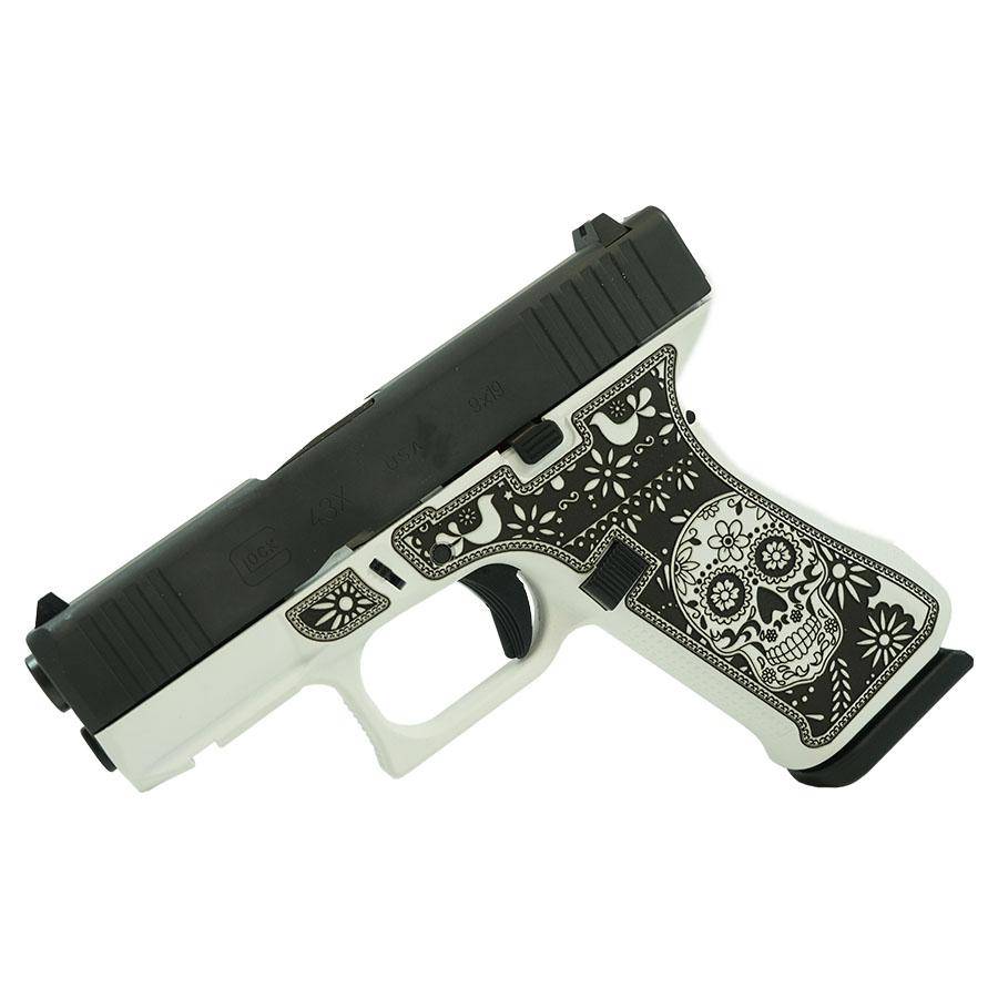 Glock 43X "Sugar Skull" Black & White Handgun 9mm Luger 10rd Magazines(2) 3.4" Barrel Accessory Rail USA Made - Image 3