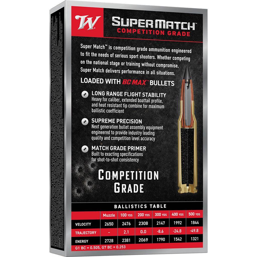 Winchester Super Match BC MAX Rifle Ammunition .308 Win 175gr PT 2650fps 20/ct - Image 2