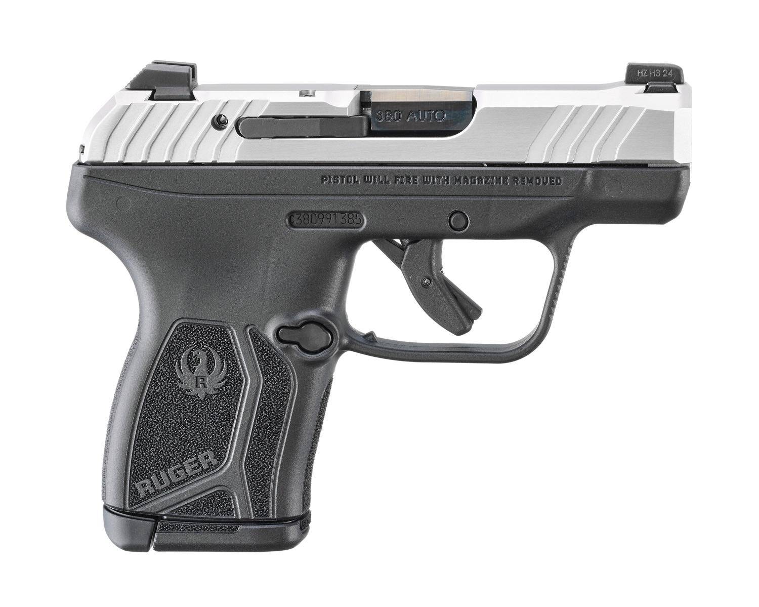 Ruger LCP MAX Handgun .380 Auto 10rd Magazine 2.80'' Black Oxide Barrel Loaded Chamber Indicator Stainless Slide/Black Grip Thumb Safety