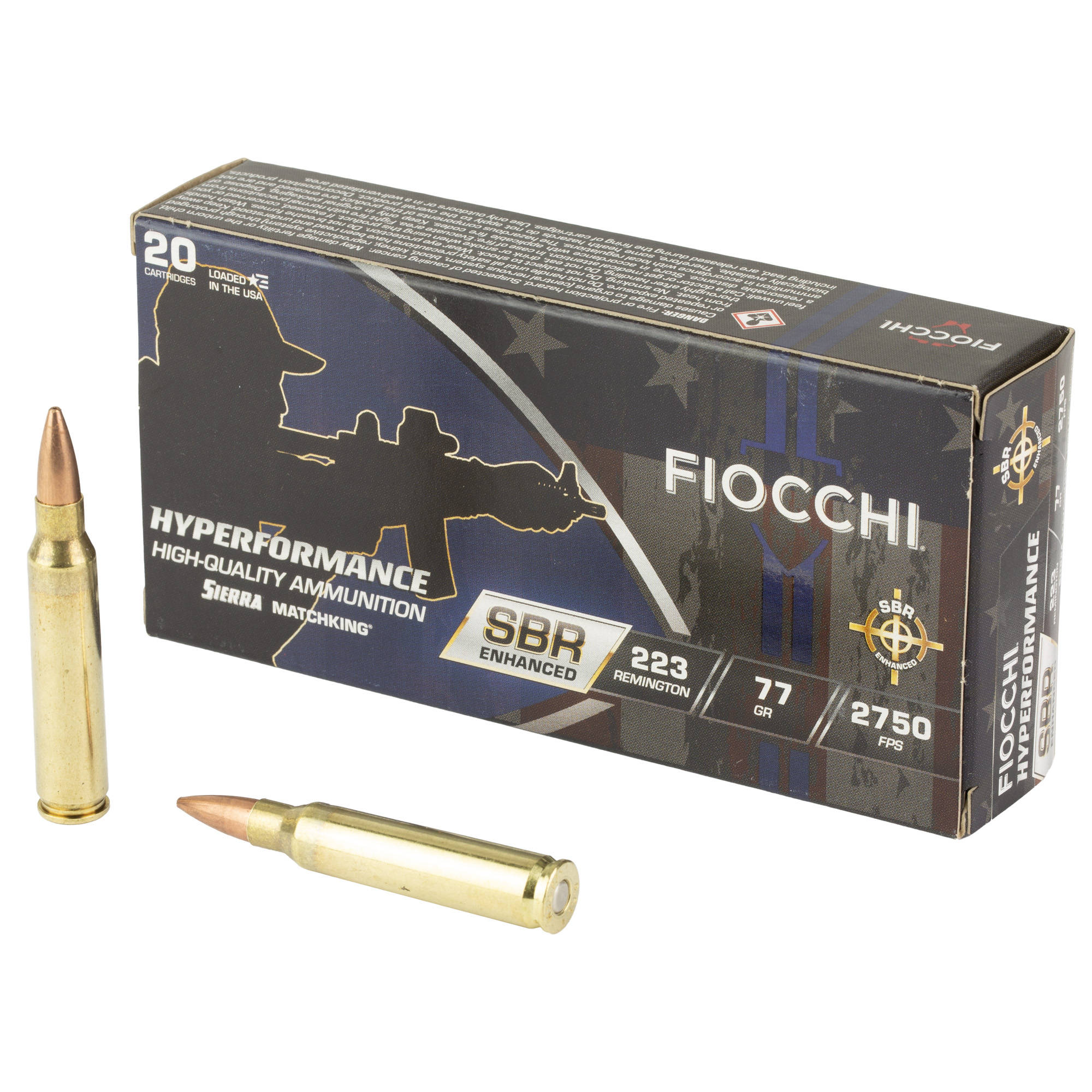 Fiocchi Hyperformance SBR Sierra Matchking Ammunition .223 Rem 77gr HPBT 2750 fps 20/ct - Image 2