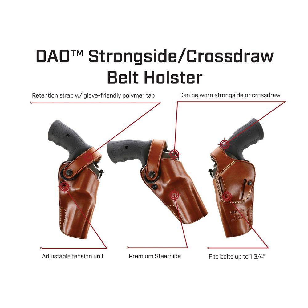 Galco DAO Strongside/Crossdraw Belt Holster for Colt Python Tan RH - Image 3