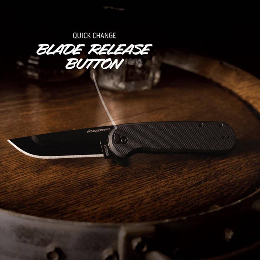 Outdoor Edge Razor VX2 Replaceable Blade Folding Knife 3" Drop Point Blade Black - Image 3