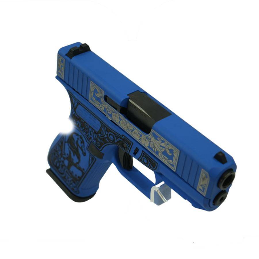 Glock 43X "Glock & Horses" Blue Handgun 9mm Luger 10rd Magazines(2) 3.4" Barrel Accessory Rail USA Made - Image 2