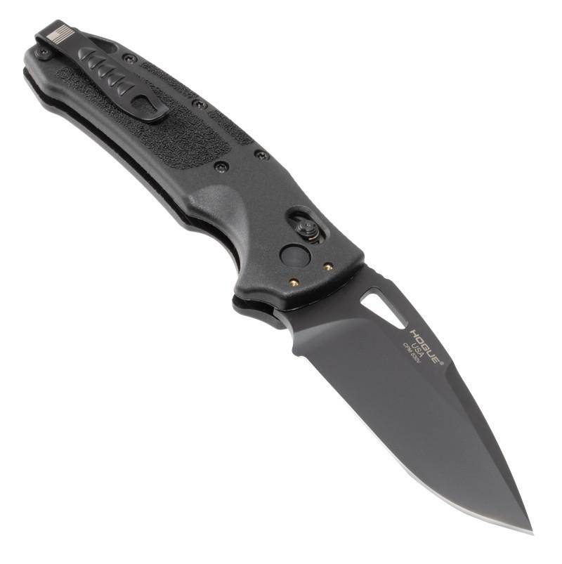 Hogue K320 Nitron Manual Folder 3 1/2" Drop Point Blade Black - Image 2
