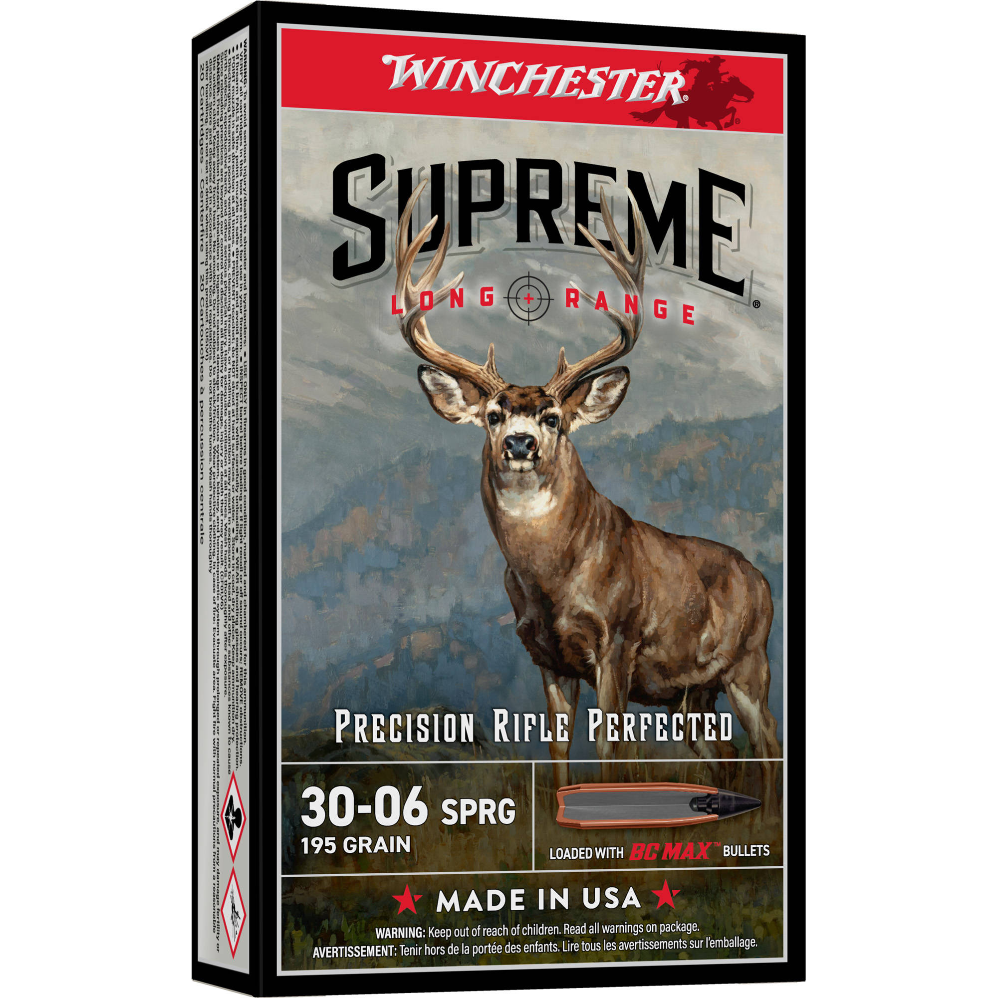 Winchester Supreme Long Range Rifle Ammunition .30-06 Sprg 195gr PT 2570 fps 20/ct - Image 2