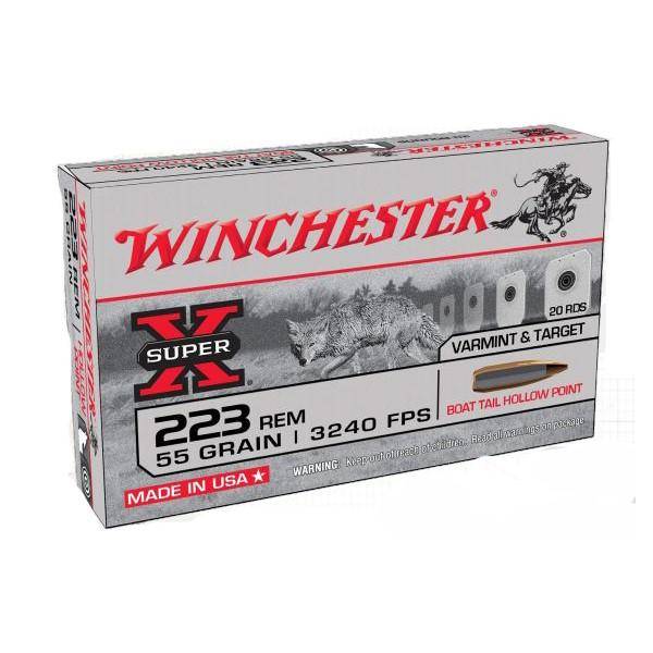 Winchester Super-X Varmint & Target Rifle Ammunition .223 Rem 55 gr. BTHP 3240 fps 500/ct  (25-20/ct)