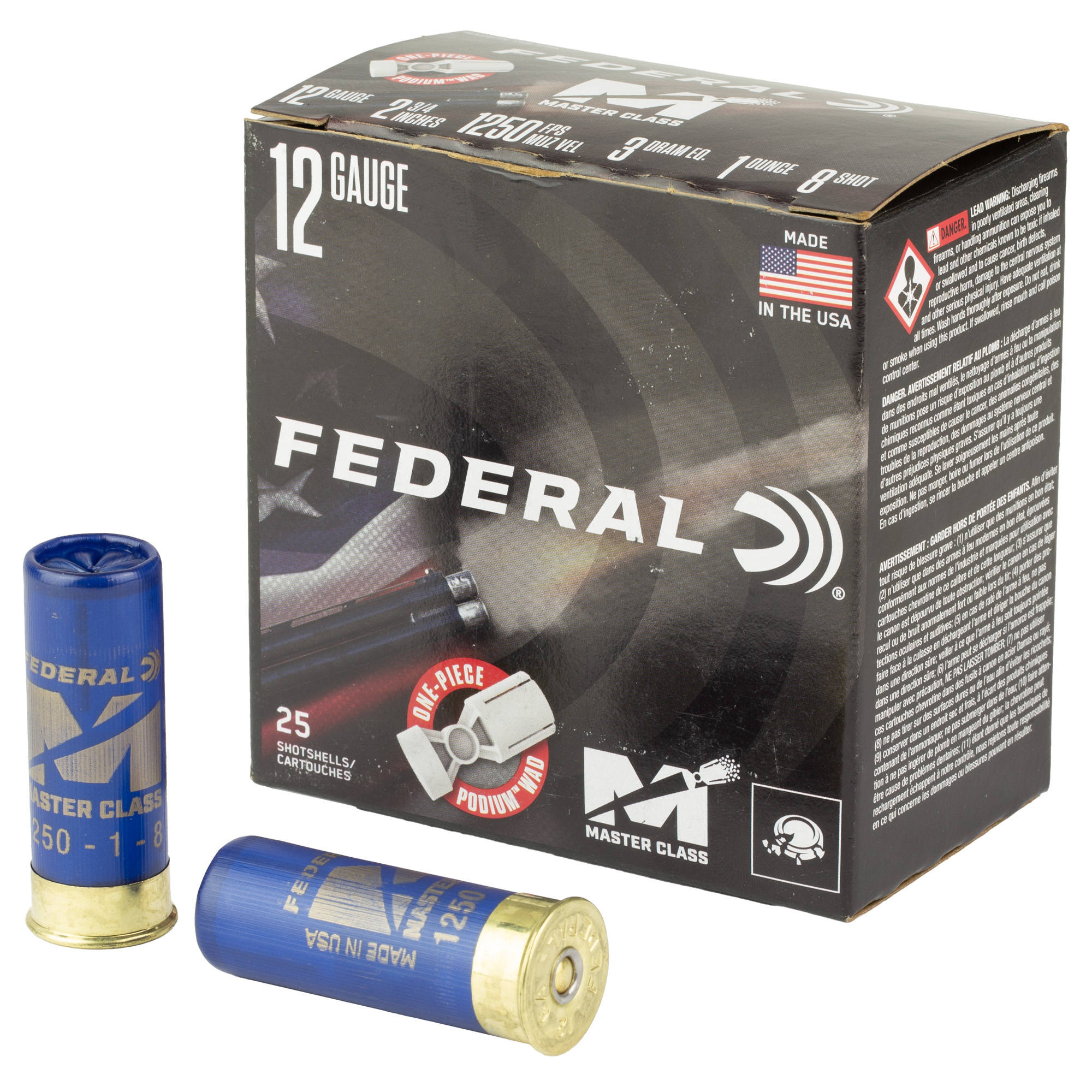 Federal Master Class Shotshells 12ga 2-3/4" 1oz 1250fps #8 25/ct - Image 2