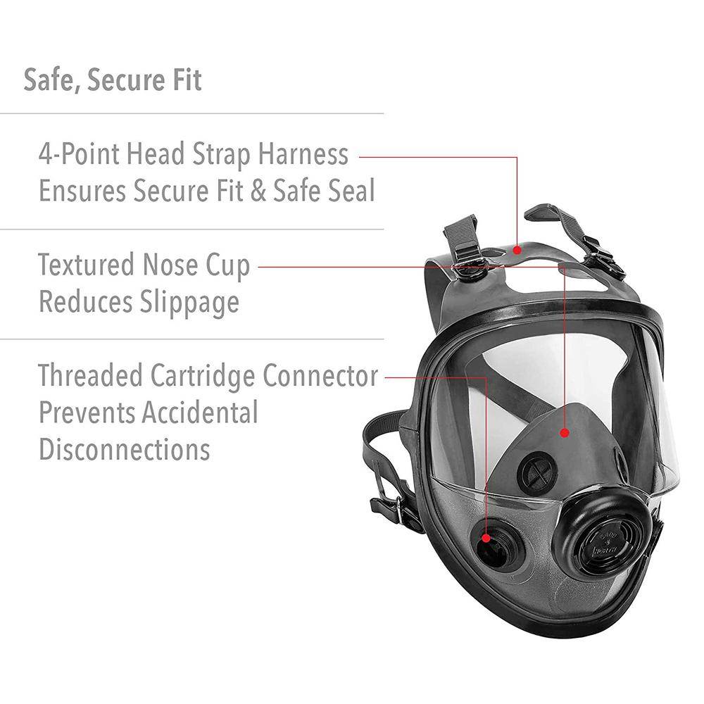 Honeywell North 5400 Series Full Face Respirator Mask with Dual Cartridge Connectors for N Series Filters M/L - Image 2