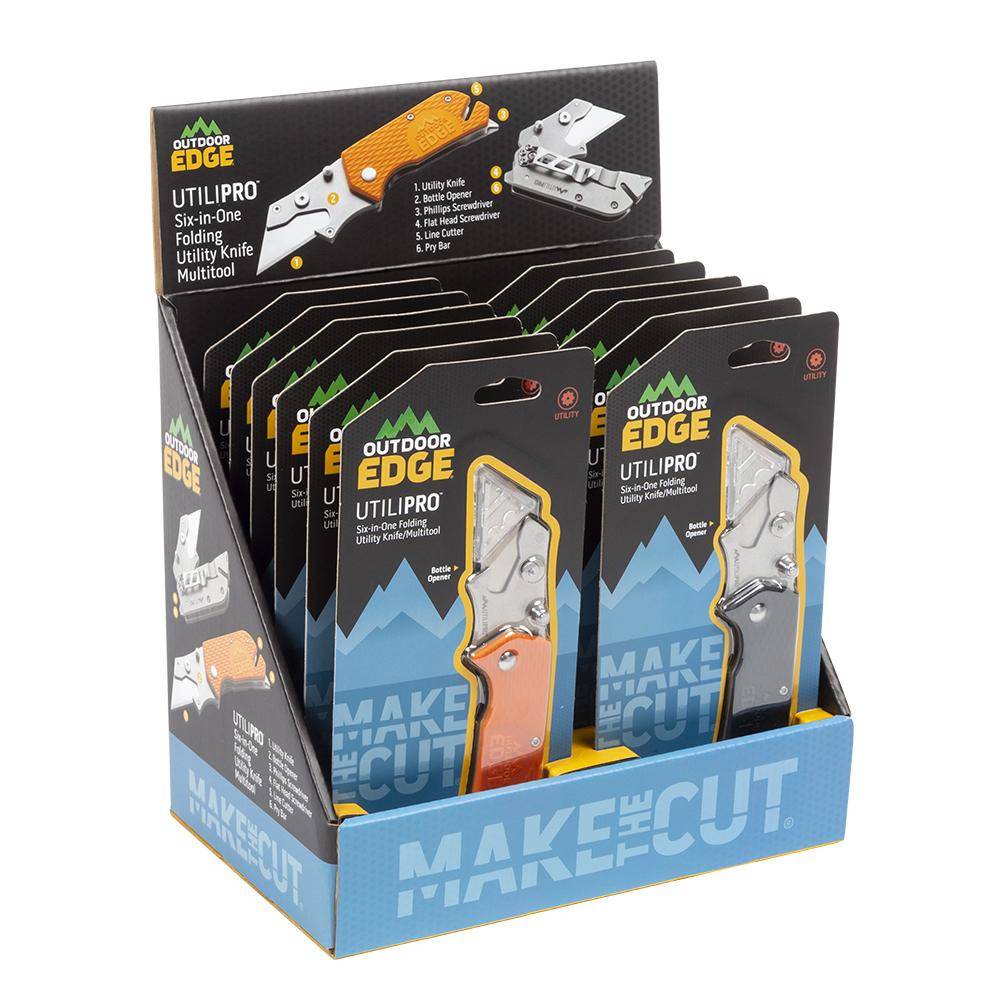 Outdoor Edge Utilipro PDQ Knife Display 6/ct Orange 6/ct Black
