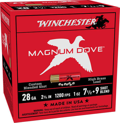 Winchester Magnum Dove Shotshell 28ga 2-3/4" 1oz 1200 fps #5&9 25/ct - Image 3