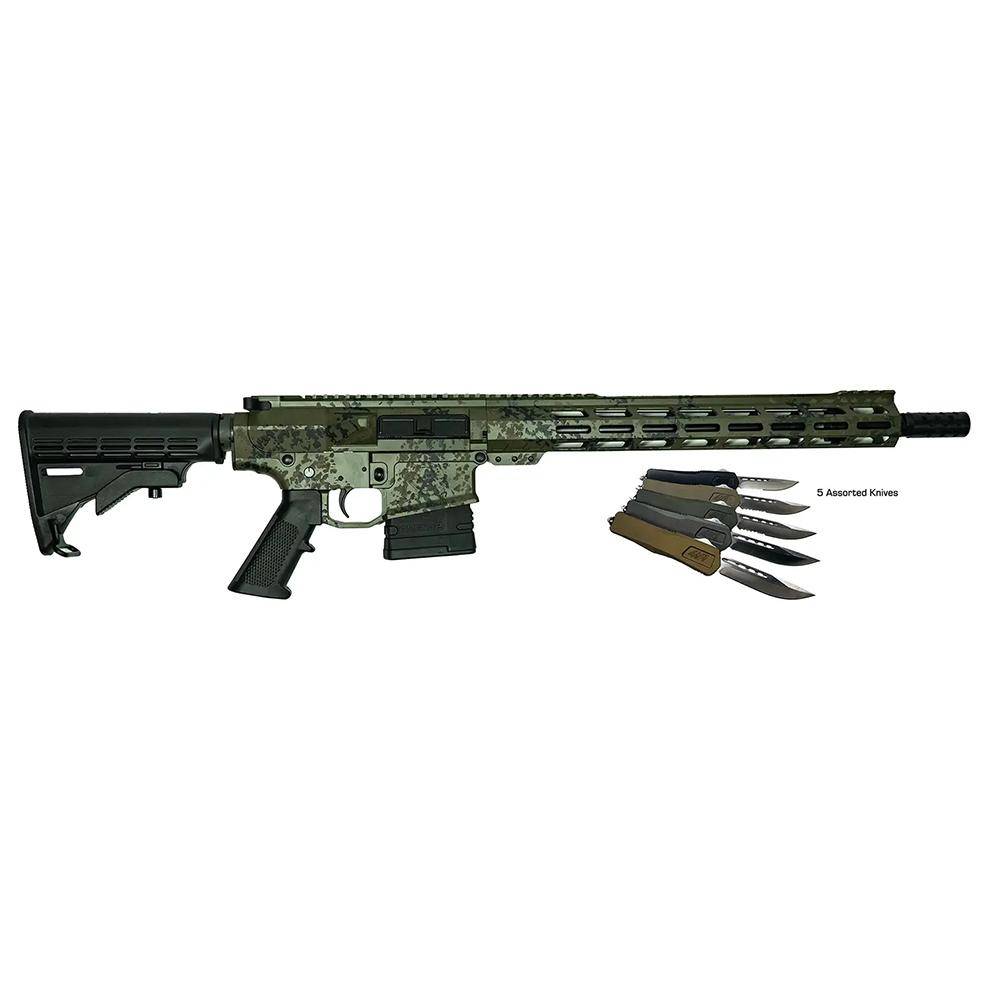 Great Lakes AR-10 Rifle .308 Win 10rd Magazine 16" Barrel Lichen Green with 5 OTF 3-1/2" Blade Knives