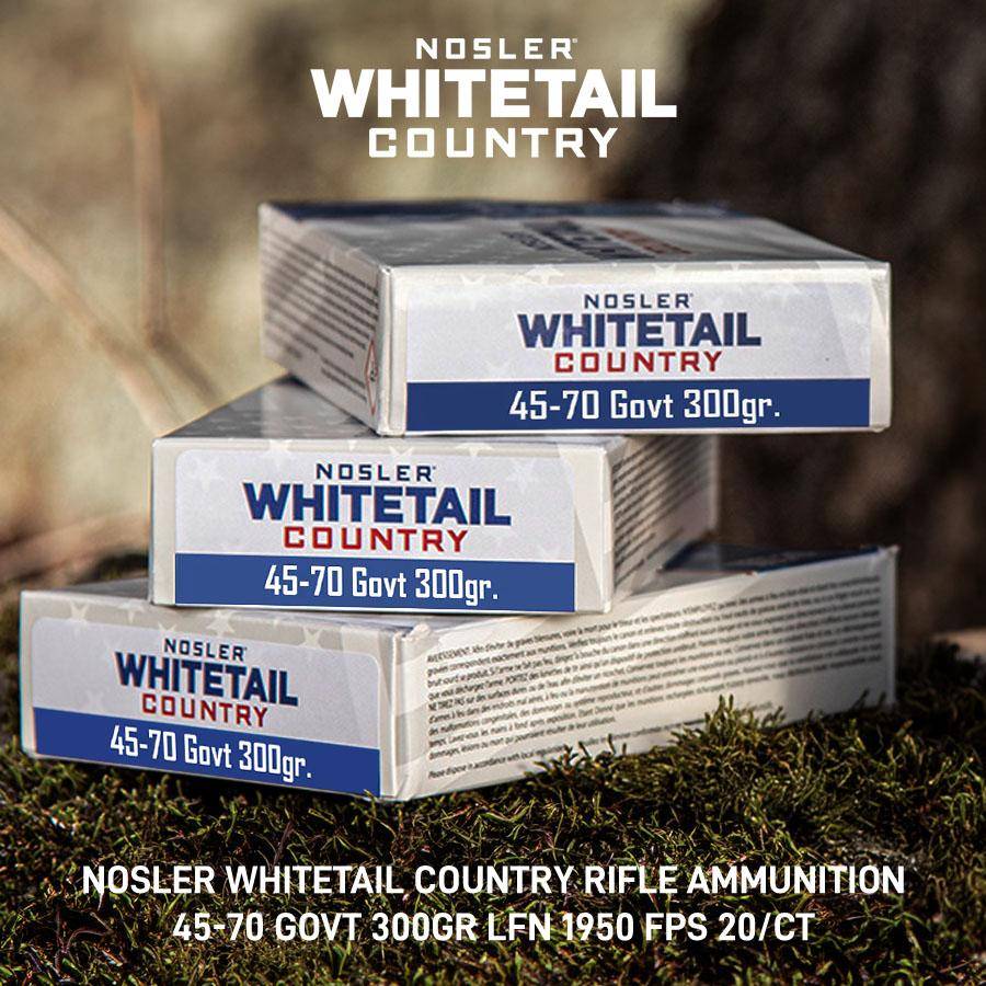 Nosler Whitetail Country Rifle Ammunition 45-70 Govt 300gr LFN 1950 fps 20/ct - Image 10