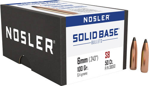 Nosler Solid Base Rifle Bullets 6mm .243" 100 gr 50/ct - Image 2