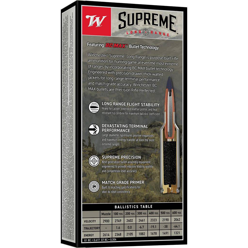 Winchester Supreme Long Range Rifle Ammunition 6.5 PRC 140gr PT 2900 fps 20/ct - Image 2
