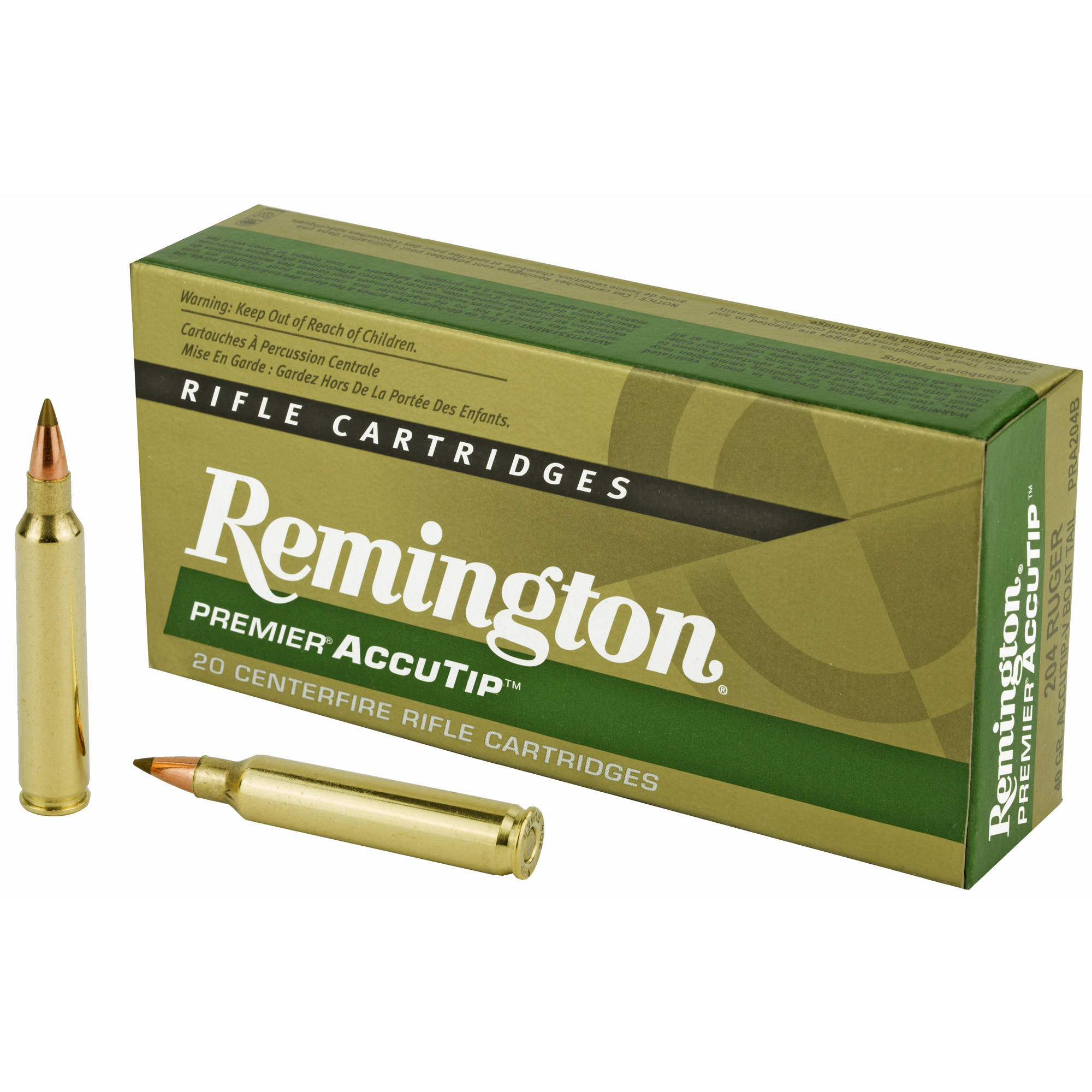 Remington Premier AccuTip Varmint Rifle Ammunition .204 Ruger 40 gr ATV 3900 fps 20/ct - Image 2