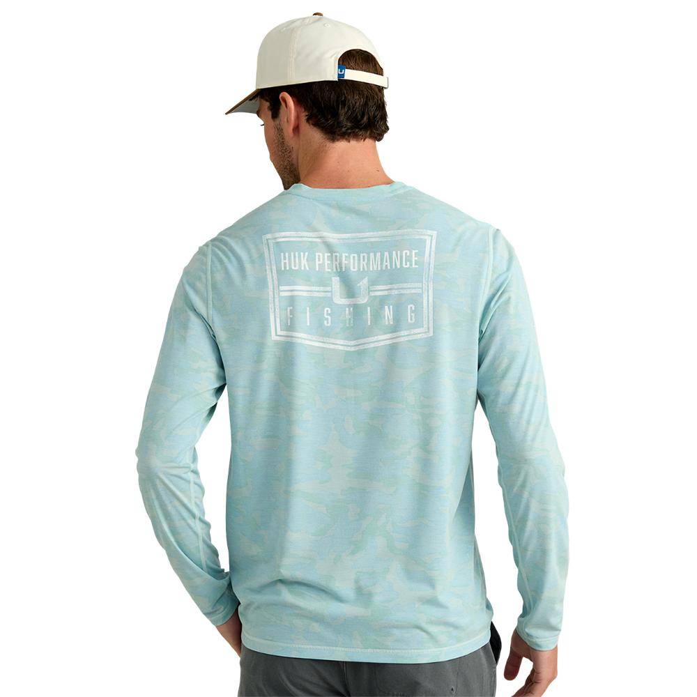 Huk Drift Performance Long Sleeve Shirt Heron Blue 2XL
