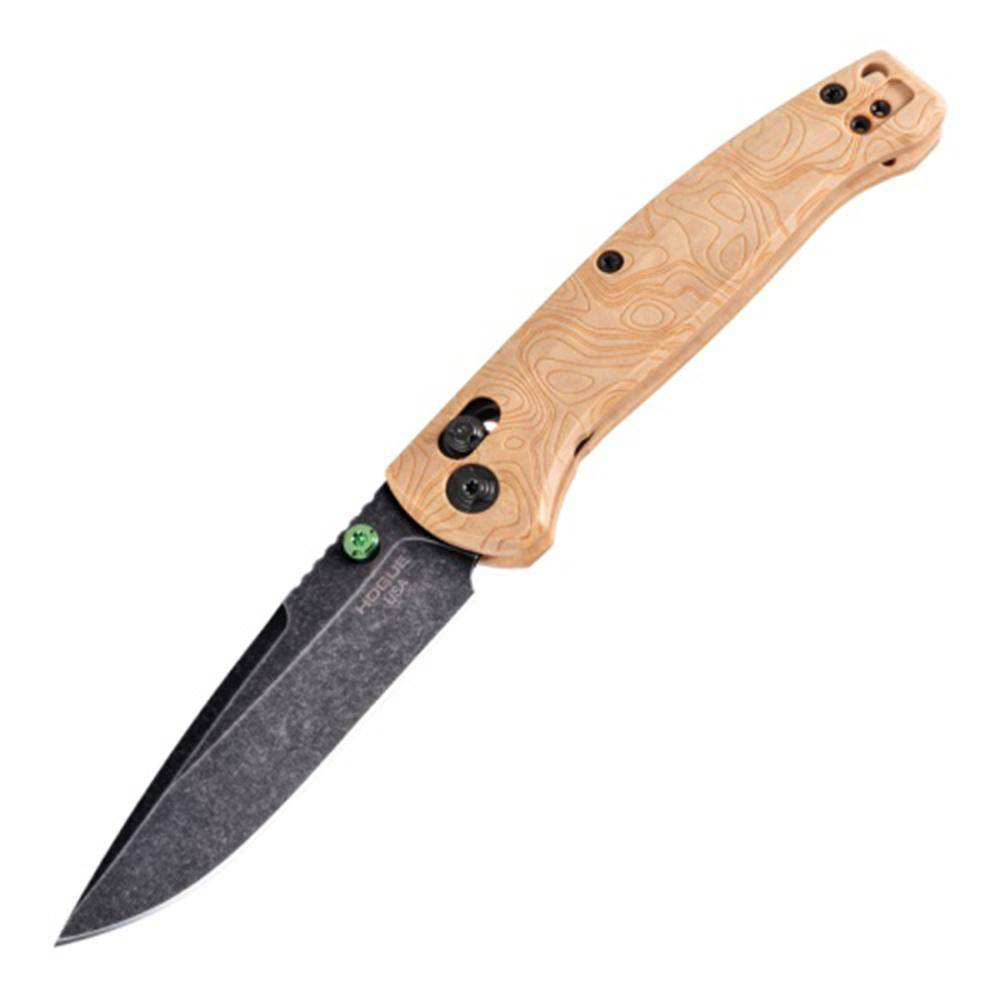 Hogue Mysto Folder Knife 3-2/5 Drop Point Blade Wood Maple Valley - Image 2
