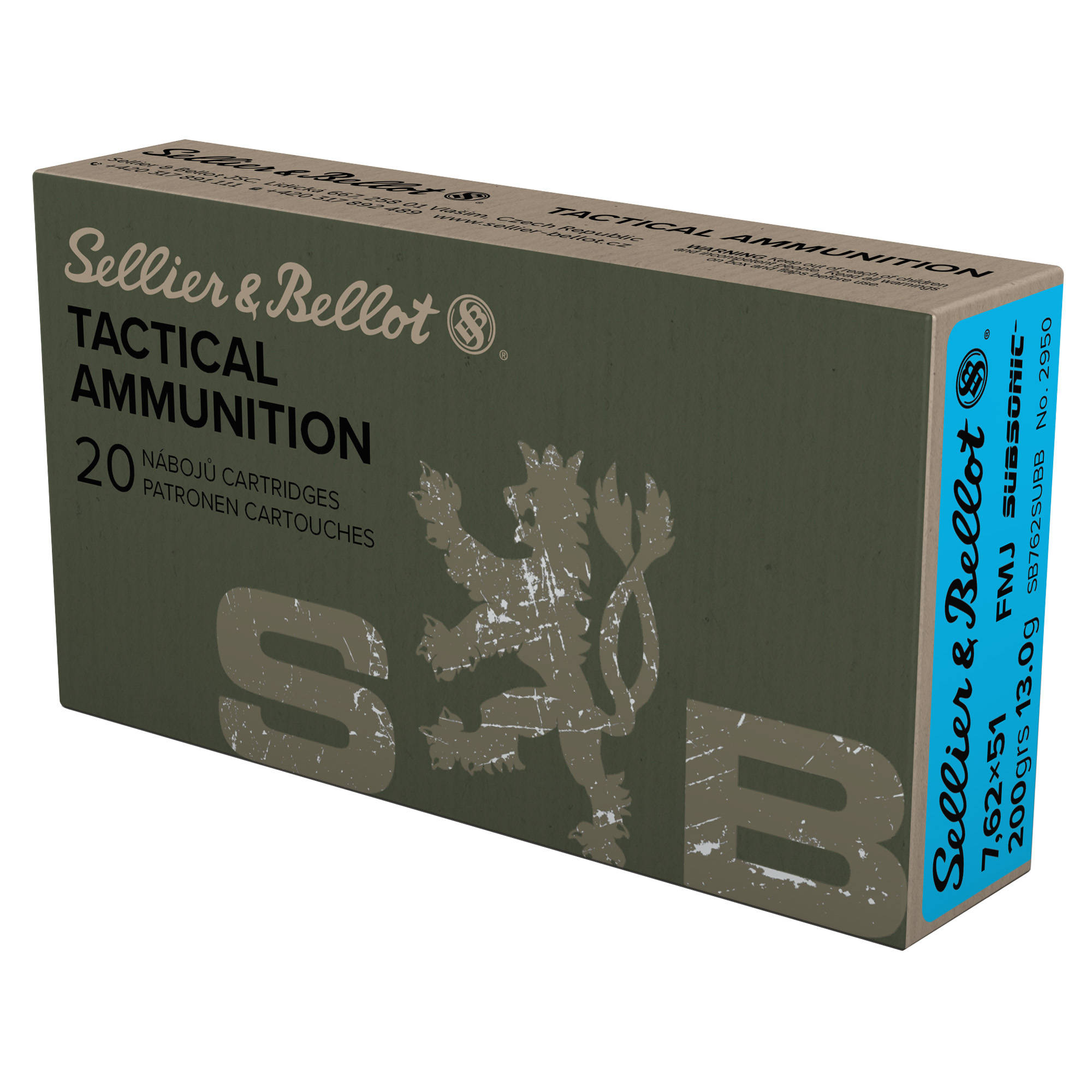 S&B Tactical Rifle Ammunition 7.62X51 NATO 200gr FMJ 1030 fps 20/ct - Image 2