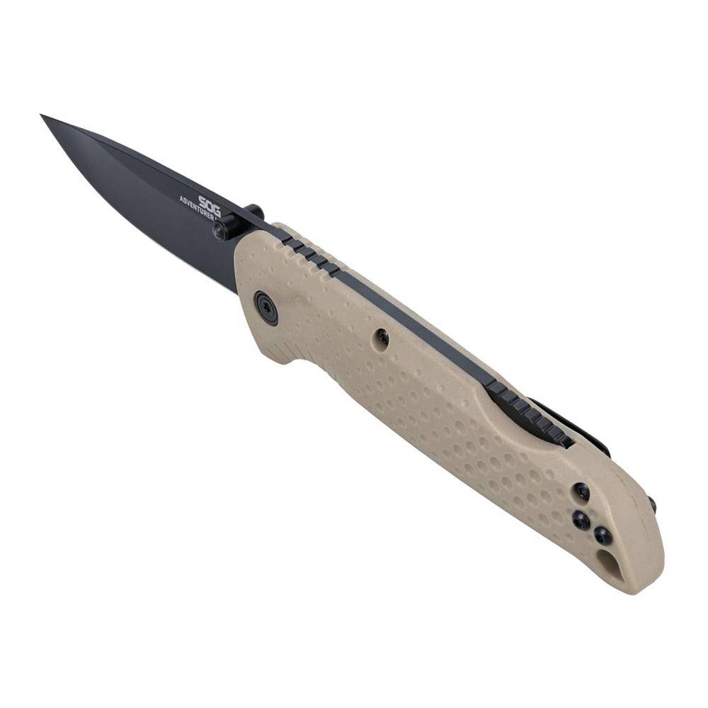 SOG Knives Adventurer LB Folding Knife 3" Drop Point Blade FDE - Image 3