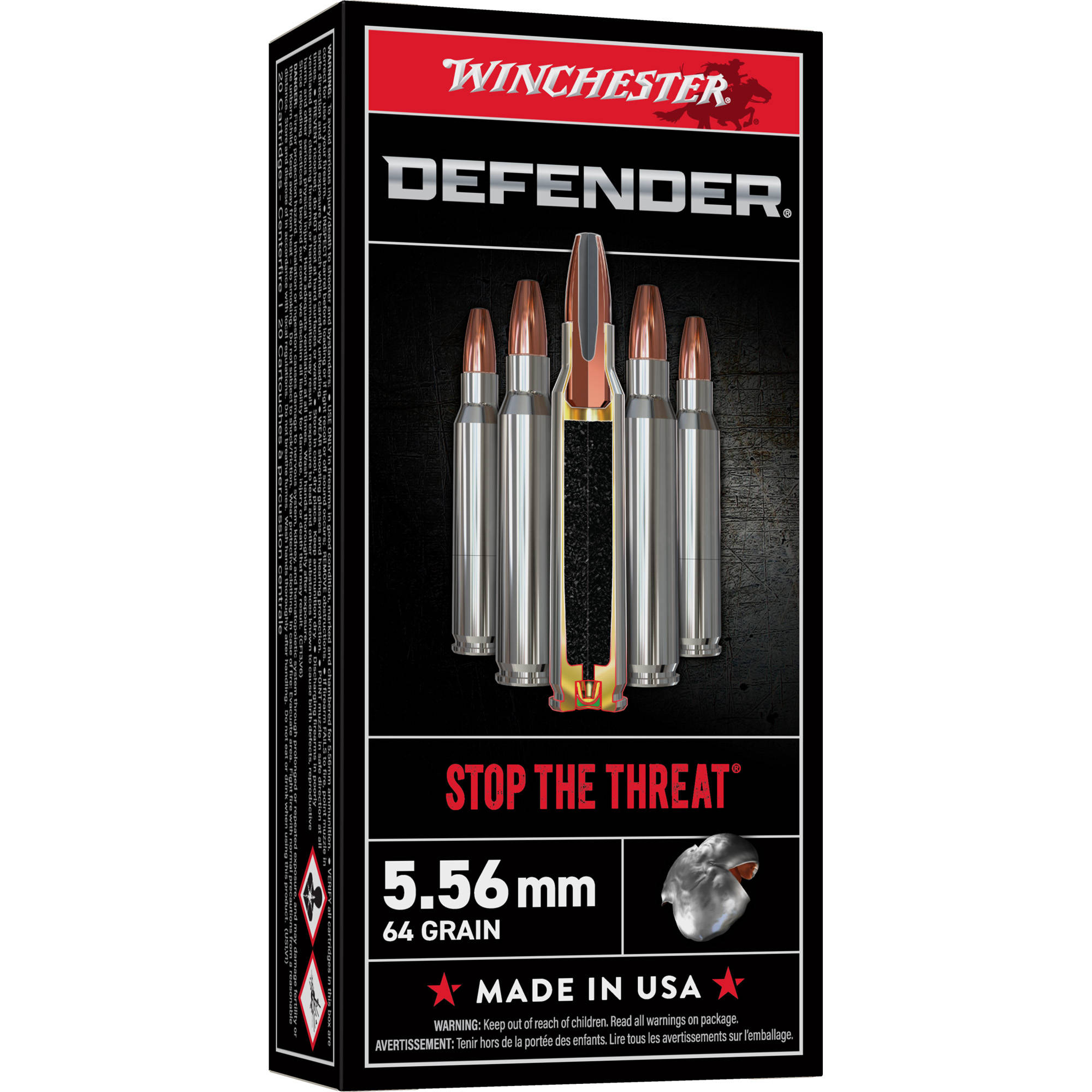 Winchester PDX1 Defender Rifle Ammunition 5.56X45 NATO 64 gr. PHP 2800 fps 20/ct - Image 3