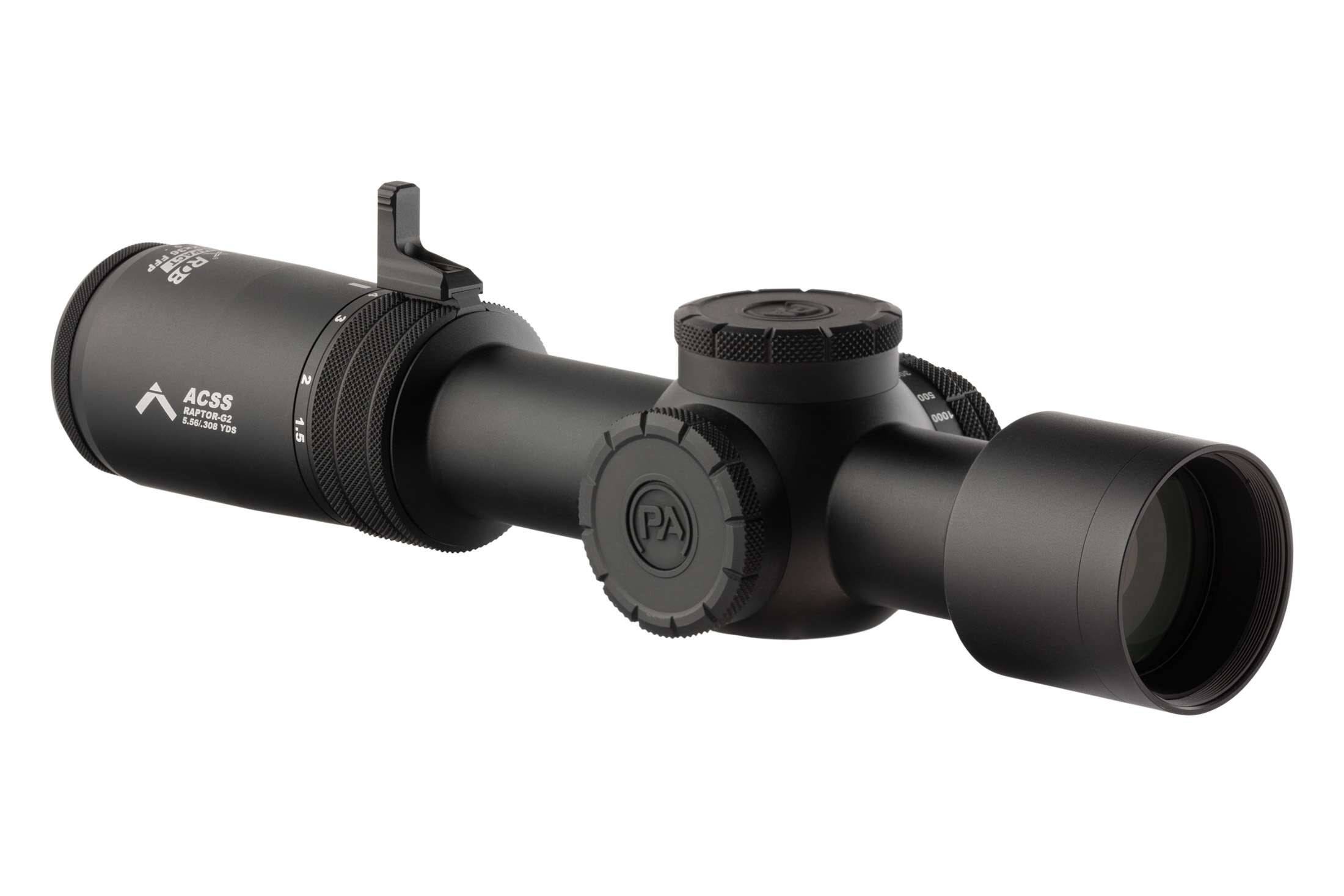 Primary Arms Compact PLxC 1.5-12X36mm FFP RDB Rifle Scope - Illuminated ACSS Raptor Yard 5.56 / .308 Reticle - Gen II - Image 2