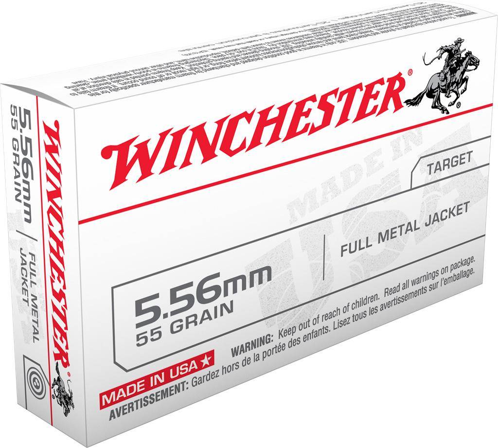 Winchester USA Rifle Ammunition 5.56X45 NATO 55gr FMJ 3270 fps 20/ct