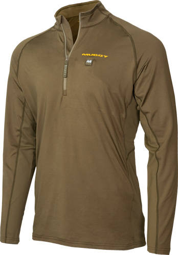 Muddy Nucleus Heated Quarter Zip Long Sleeve Shirt Brown Clay XL - Image 4